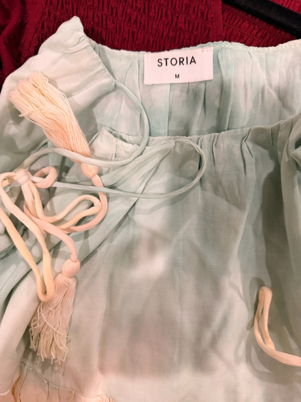 Storia Mint Tiered Sundress with Cream Tassels - Picture 2 of 2